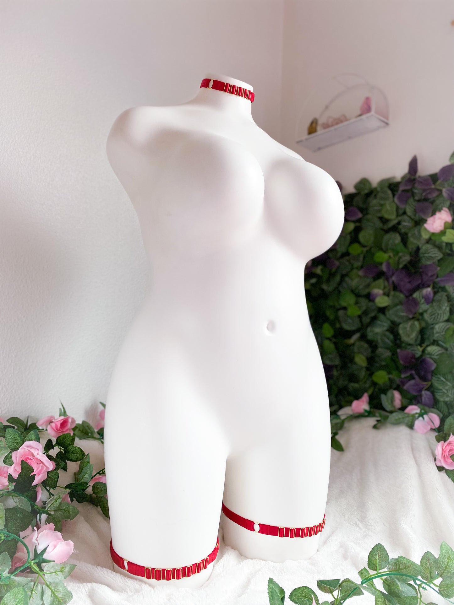 Jarretières et Choker Élégance - DEEP RED