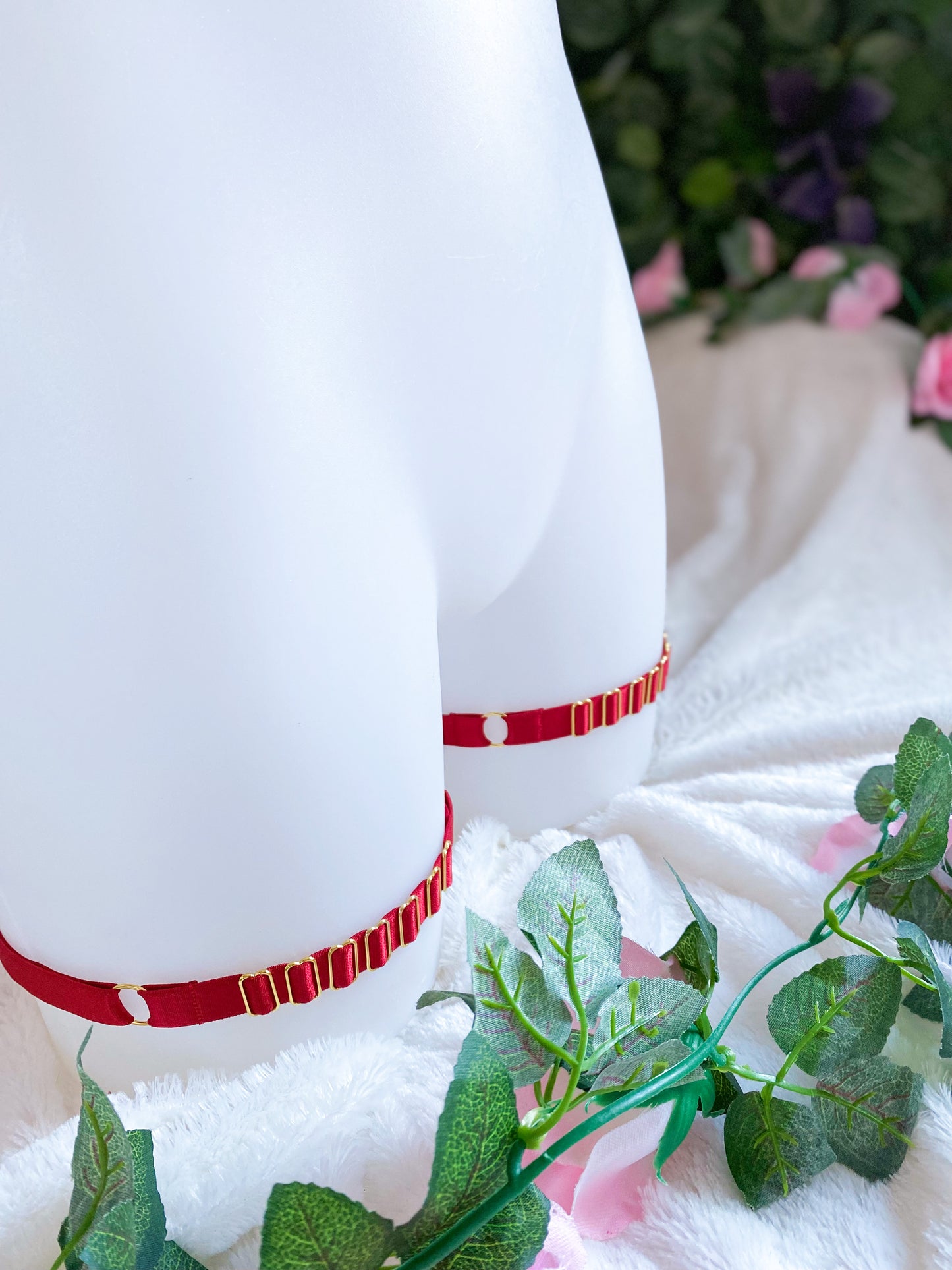 Jarretières et Choker Élégance - DEEP RED