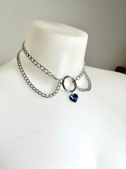 Honey Bunny Choker Round - SILVER & BLUE